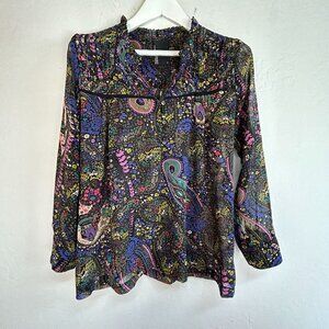 Anthropologie Dolan Odessa Peasant Paisley Top Womens Small Long Sleeve Blouse